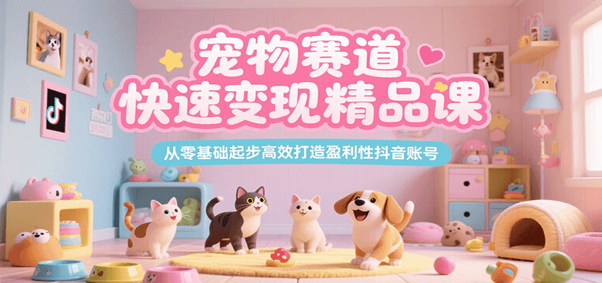 宠物赛道快速变现精品课，从零基础起步高效打造盈利性抖音账号-保成圈-山云人力,分享创业咨询_最新网络项目资源