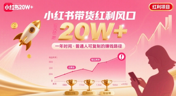 一年时间靠小红书带货项目年入20w+，最不能错的大红利项目-保成圈-山云人力,分享创业咨询_最新网络项目资源
