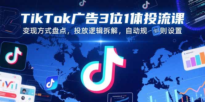 TikTok广告3位1体投流课，变现方式盘点，投放逻辑拆解，自动规则设置-保成圈-山云人力,分享创业咨询_最新网络项目资源