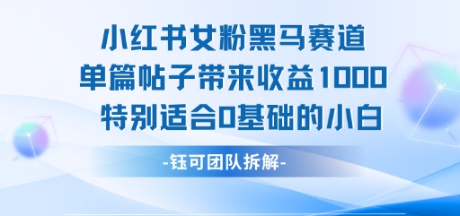 小红书女粉黑马赛道单篇帖子带来收益1k+，特别适合0基础的小白-保成圈-山云人力,分享创业咨询_最新网络项目资源