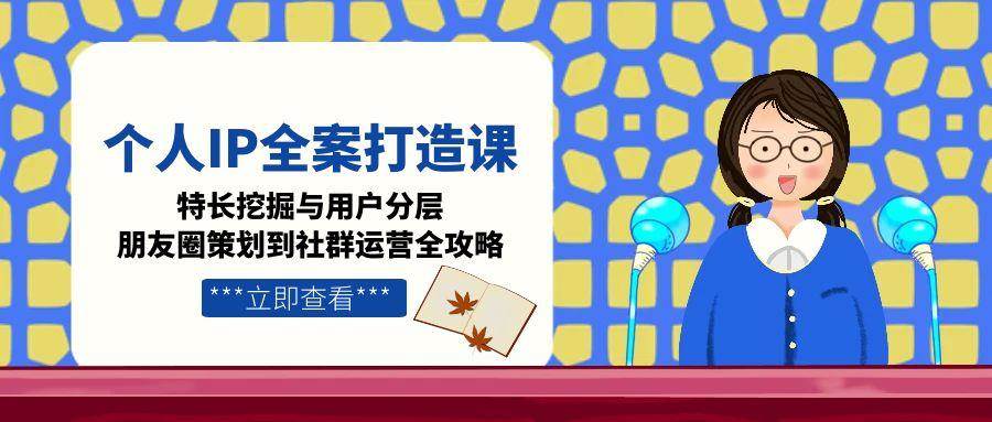 个人IP全案打造课，特长挖掘与用户分层，朋友圈策划到社群运营全攻略-保成圈-山云人力,分享创业咨询_最新网络项目资源