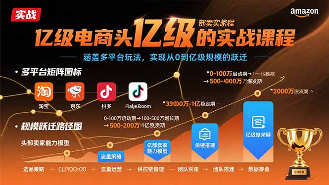 亿级电商头部卖家的实战课程：涵盖多平台玩法，实现从0到亿级规模的跃迁-保成圈-山云人力,分享创业咨询_最新网络项目资源