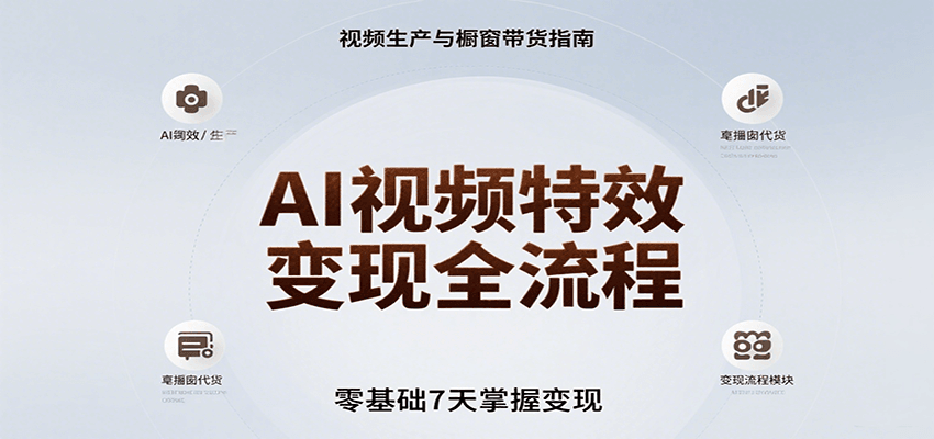 AI视频特效变现全流程，零基础7天掌握视频生产到橱窗带货变现-保成圈-山云人力,分享创业咨询_最新网络项目资源