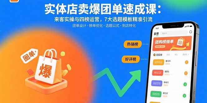实体店卖爆团单速成课：来客实操与四榜运营，7大选题模板精准引流-保成圈-山云人力,分享创业咨询_最新网络项目资源