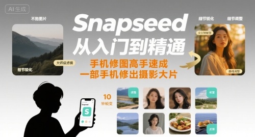 Snapseed从入门到精通，手机修图高手速成，一部手机就能修出摄影大片-保成圈-山云人力,分享创业咨询_最新网络项目资源