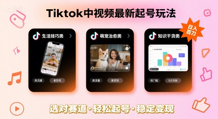 Tiktok中视频最新起号玩法，想要日入百刀，做好这几个赛道就可以了-保成圈-山云人力,分享创业咨询_最新网络项目资源