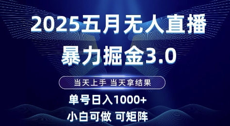 2025五月无人直播暴力掘金3.0，当天上手，当天拿结果，单号日入1k+小白可做可矩阵【揭秘】-保成圈-山云人力,分享创业咨询_最新网络项目资源