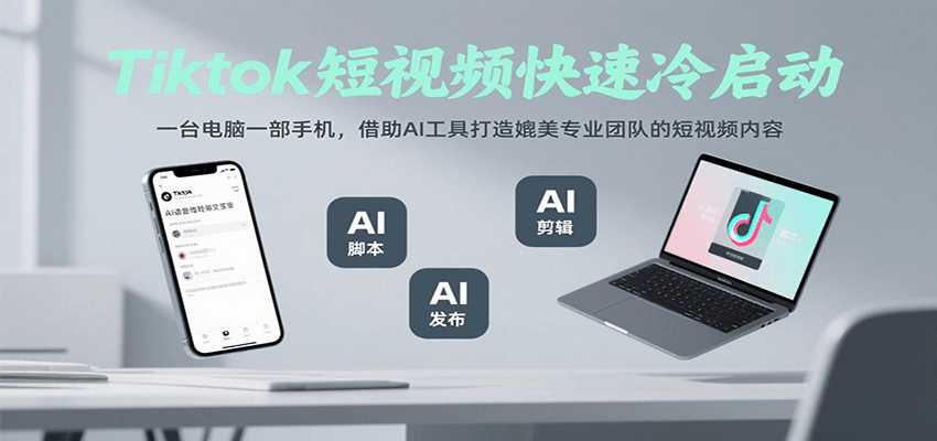 Tiktok短视频快速冷启动，一台电脑一部手机，借助AI工具打造媲美专业团队的短视频内容-保成圈-山云人力,分享创业咨询_最新网络项目资源