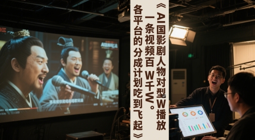 AI三国影视剧人物对口型唱歌玩法，一条视频百W千W播放，各平台的分成计划吃到飞起-保成圈-山云人力,分享创业咨询_最新网络项目资源