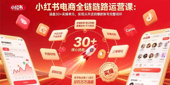 小红书电商全链路运营课：涵盖30+实操单元，实现从开店到爆款账号完整闭环-保成圈-山云人力,分享创业咨询_最新网络项目资源