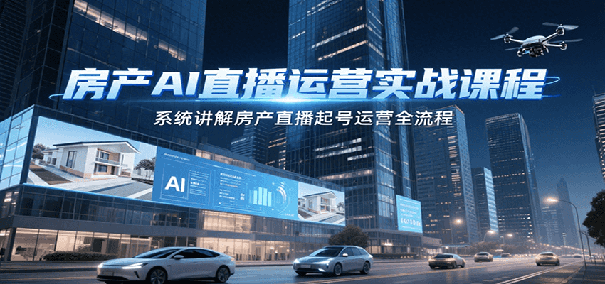 房产AI直播运营实战课程，系统讲解房产直播起号运营全流程-保成圈-山云人力,分享创业咨询_最新网络项目资源