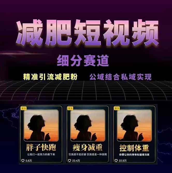 图片[2]-减肥短视频运营实战课：含素材制作、剪映教学，讲精准引流、变现设计与内容模板技巧-保成圈-山云人力,分享创业咨询_最新网络项目资源