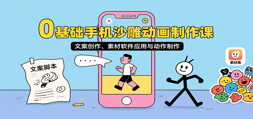 0基础手机沙雕动画制作课，文案创作、素材软件应用与动作制作-保成圈-山云人力,分享创业咨询_最新网络项目资源