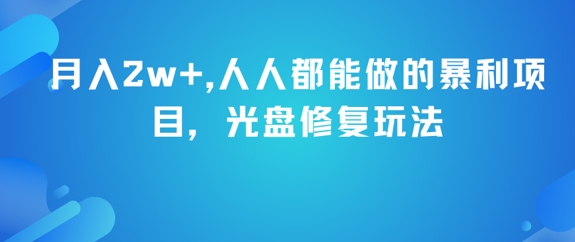 月入2w+，人人都能做的暴利项目，光盘修复玩法-保成圈-山云人力,分享创业咨询_最新网络项目资源