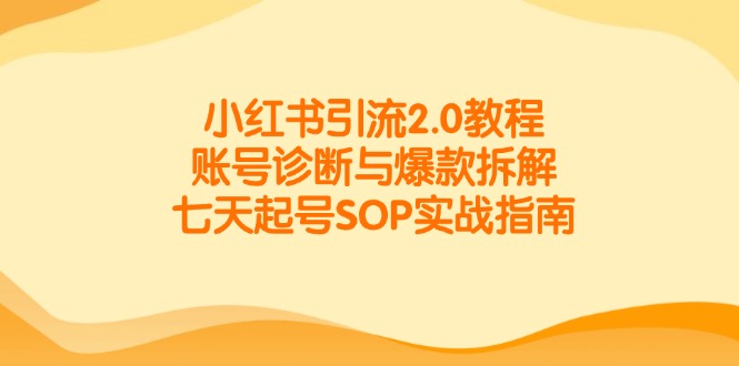 小红书引流2.0教程，账号诊断与爆款拆解，七天起号SOP实战指南-保成圈-山云人力,分享创业咨询_最新网络项目资源
