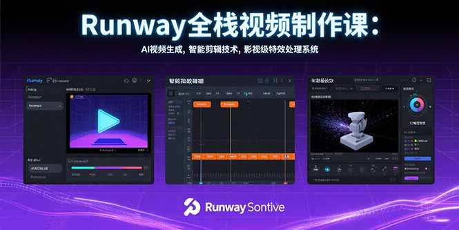 Runway全栈视频制作课：AI视频生成，智能剪辑技术，影视级特效处理系统-保成圈-山云人力,分享创业咨询_最新网络项目资源