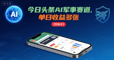 今日头条AI军事赛道，单日收益多张 ，手机可做【附指令】-保成圈-山云人力,分享创业咨询_最新网络项目资源