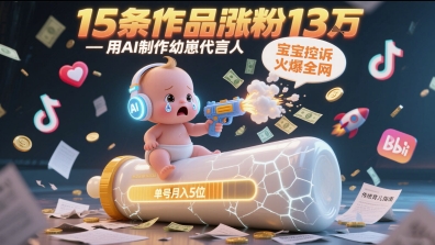 用AI制作幼崽代言人，宝宝的控诉火爆全网，15条作品涨粉13W，单号月入5位数实操教程-保成圈-山云人力,分享创业咨询_最新网络项目资源