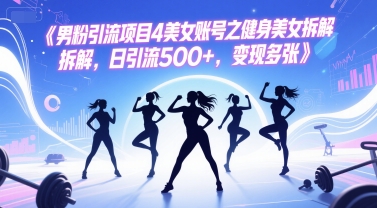 男粉引流项目4美女账号之健身美女拆解，日引流500+，变现多张-保成圈-山云人力,分享创业咨询_最新网络项目资源