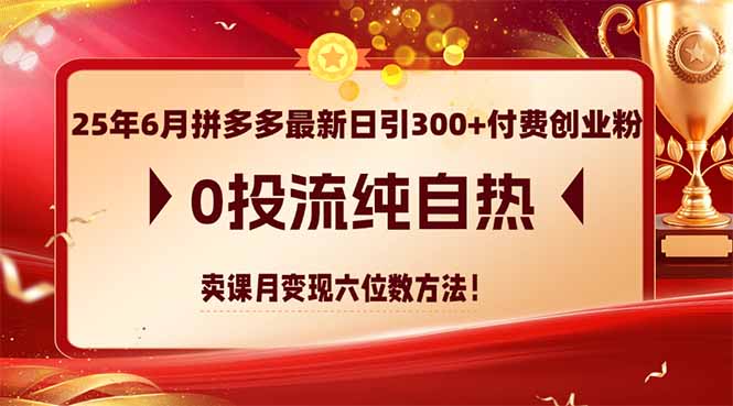 25年6月拼多多最新日引300+付费创业粉，0投流纯自热 卖课月变现六位数方法-保成圈-山云人力,分享创业咨询_最新网络项目资源