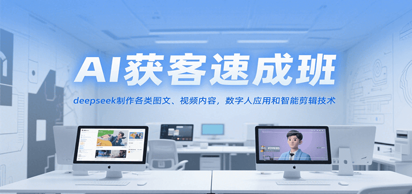AI获客速成班，deepseek制作各类图文、视频内容，数字人应用和智能剪辑技术-保成圈-山云人力,分享创业咨询_最新网络项目资源