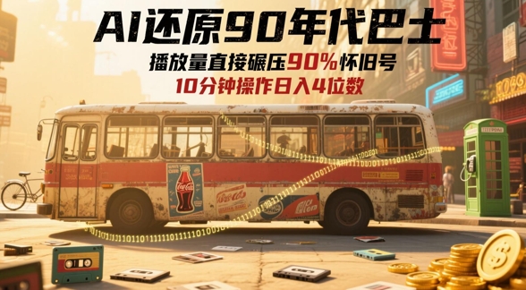 AI还原90年代巴士，一帧就让70后泪崩，播放量直接碾压90%怀旧号，每天操作十分钟，日入四位数-保成圈-山云人力,分享创业咨询_最新网络项目资源