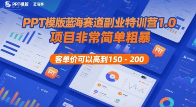 PPT模版蓝海赛道副业特训营1.0，项目非常简单粗暴，客单价可以高到150-200-保成圈-山云人力,分享创业咨询_最新网络项目资源