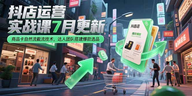 抖店运营实战课7月更新，商品卡自然流截流技术，达人团队搭建爆款选品-保成圈-山云人力,分享创业咨询_最新网络项目资源